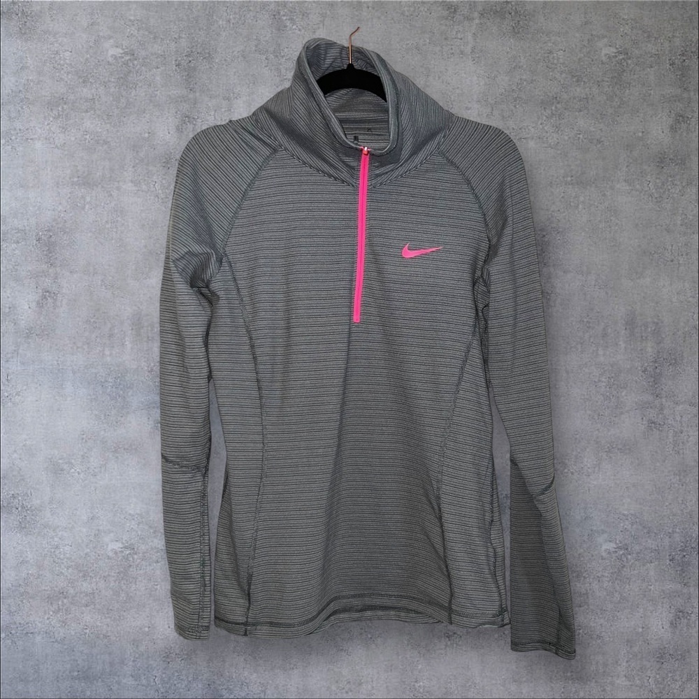 Nike‎ Gray and Pink Half-Zip Pullover
